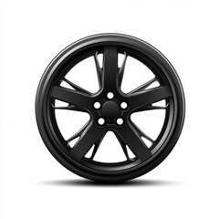 Obraz premium Black Minimalist Wheel Rim Design on White Background