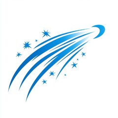 Obraz premium Blue Comet Tail Icon on White Background