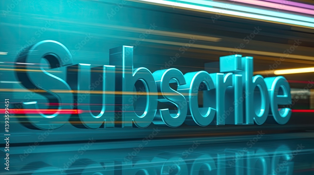 Poster a dynamic composition highlighting the word subscribe with blurred motion streaks