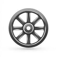 Obraz premium Gray Minimalist Flywheel Icon on White Background