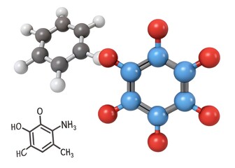 Molecule: Uridine. Ribonucleoside. Molecular structure. Formula: C9H12N2O6. Chemical model: Ball and stick. White background. 3D illustration.