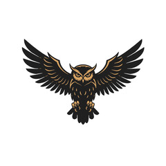 Owl with outstretched wings, a symbol of wisdom and freedom, soaring in the night sky.