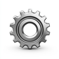 Silver Metal Sprocket Gear on White Background