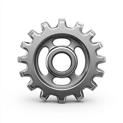 Silver Metal Sprocket Gear on White Background