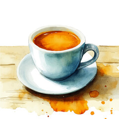 Americano, watercolor illustration, isolated on a white background.

