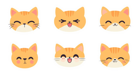 Fototapeta premium Modern art features playful orange cat faces in a flat design style