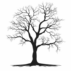 Fototapeta premium Iconic Black Silhouette of a Leafless Tree: Minimalist Woodland Branches in Artistic Illustration