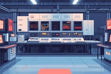 Cutting-Edge Technology Control Room with Advanced Digital Interface in Modern Industrial Workspace
