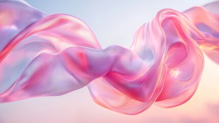 Fototapeta premium Elegant Flowing Fabric with Soft Pink and White Hues in Motion