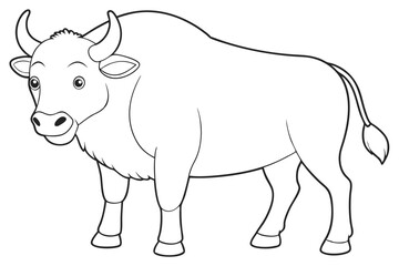 coloring  Bison outline vector illustration and ready for print.