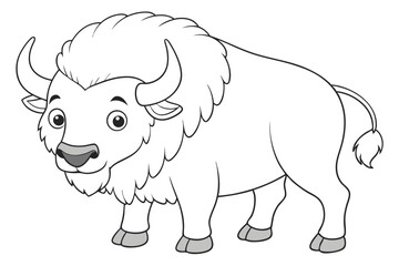 coloring  Bison outline vector illustration and ready for print.
