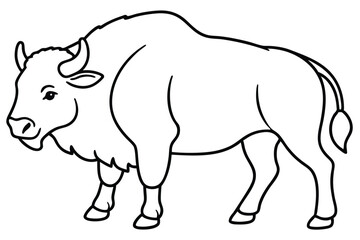 coloring  Bison outline vector illustration and ready for print.