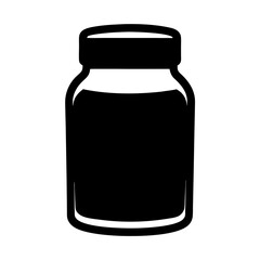 A Simple Black and White Illustration of a Glass Jar with a Lid