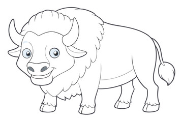 coloring  Bison outline vector illustration and ready for print.