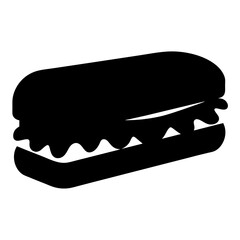 Simple Black Silhouette Icon of a Delicious Sub Sandwich