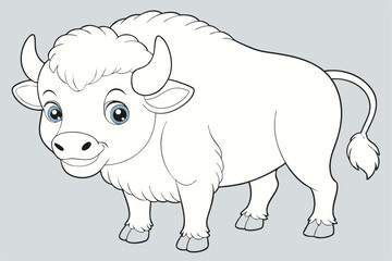 coloring  Bison outline vector illustration and ready for print.