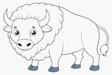 coloring  Bison outline vector illustration and ready for print.