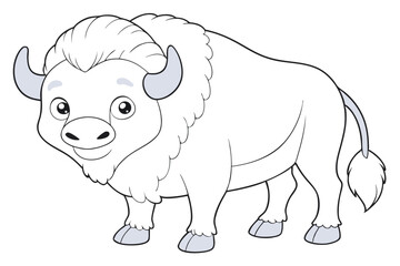 coloring  Bison outline vector illustration and ready for print.