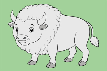 coloring  Bison outline vector illustration and ready for print.