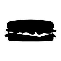 Simple Black Silhouette of a Delicious Sandwich Icon Graphic