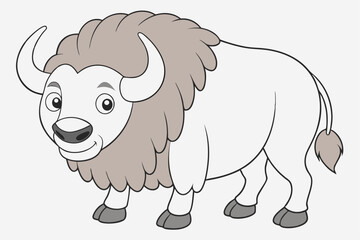 coloring  Bison outline vector illustration and ready for print.