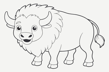 coloring  Bison outline vector illustration and ready for print.