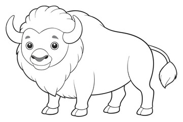 coloring  Bison outline vector illustration and ready for print.