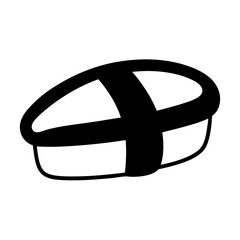 Simple Black and White Illustration of a Single Piece of Sushi Nigiri