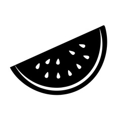A Simple Black and White Illustration of a Watermelon Slice