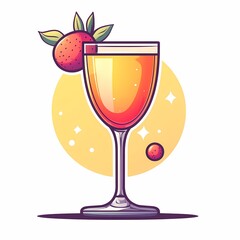 Tropical Sunset Cocktail in a Colorful Glass with Orange Slice - Perfect for Happy Hour and Celebrating Summer!