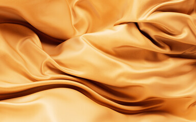 Obraz premium Flowing golden wave cloth background, 3d rendering.