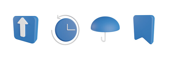 3d submit, time, umbrella, wishlist, 3d icon illustration pack