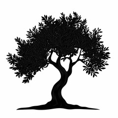 Olive Tree Silhouette Illustration: Mediterranean Nature & Wildlife Vector Graphic