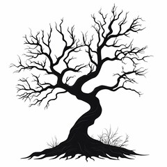 Abstract Silhouette of a Leafless Tree - Creative Design and Artistic Tattoo Inspiration
