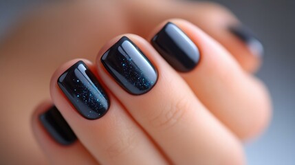 Fototapeta premium Stunning nail art with star and nebula patterns, featuring a glossy finish and intricate textures, perfect for any occasion.
