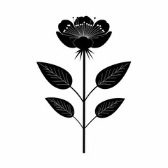 Elegant Black Vector Flower Illustration: Minimalist Botanical Silhouette for Home Decor & Wall Art