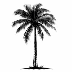 Black & White Palm Tree Silhouette: Tropical Plant Graphic Art for Eco-Friendly Décor and Relaxation