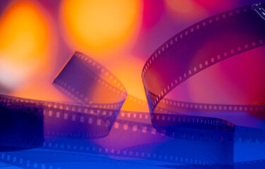 abstract multicolor horizontal banner background with film strip