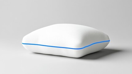 Soft, square pillow with a light blue trim