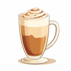 Decadent Coffee Delights: Gourmet Cappuccino and Latte in Glass Mug with Whipped Cream - Cozy Winter Beverage
