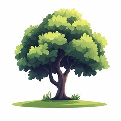 Lush Green Leafy Tree Illustration - Vibrant Nature Artwork Symbolizing Organic Growth
