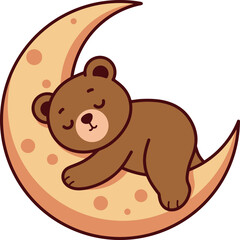 Cute bear relaxing cartoon illustration