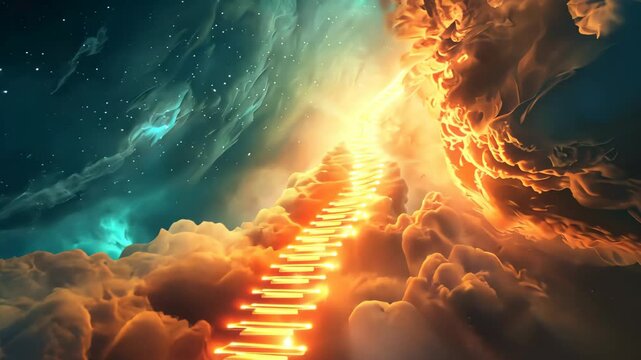 Ethereal stairway transcends earthly bounds, guiding souls. Ai Generated