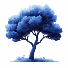 Stunning Blue Tree Illustration: Modern Art with Eco-Friendly Vibes in a Tranquil Landscape