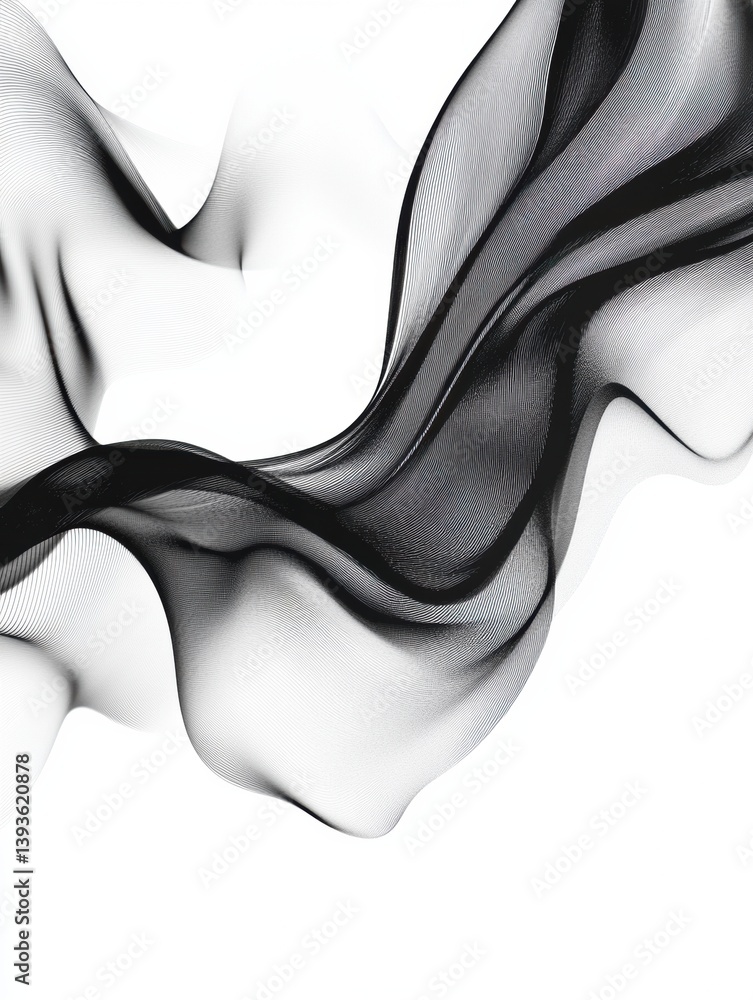 Aufkleber Flowing abstract black and white waves create smooth motion in minimal design with high contrast aesthetics for a unique visual experience