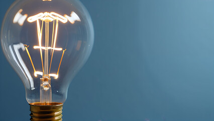 close up light bulb on blue background