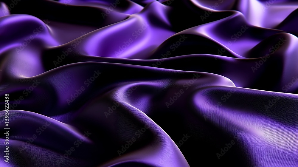 Poster textured, flowing purple fabric creating soft waves and shadows under diffused light with a rich, lu