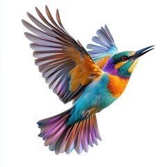 Fototapeta premium Colorful Bird in Flight Against White Background