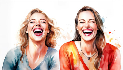 Two women laughing. International Joke Day.