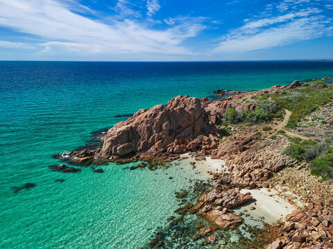 Aerial view of Castle Rock in Meelup Regional Park near Dunsborough, Western Australia